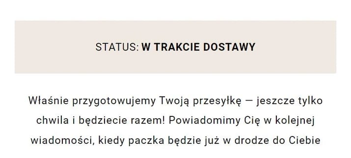 wiadomość potwierdzajaca status dostawy - email marketing